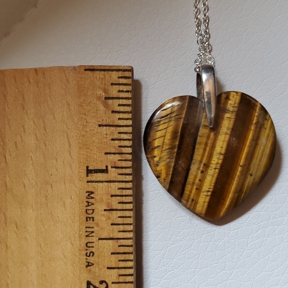 925 SS South African tiger eye heart necklace and stainless steel bracelet - Picture 5 of 10